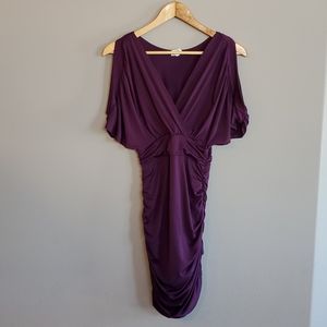 Venus purple batwing cold shoulder dress